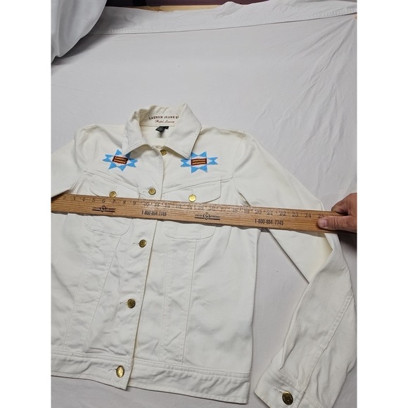 Ralph Lauren Women's White Jean Trucker Southwestern Jacket Size Med Beaded - Picture 11 of 16